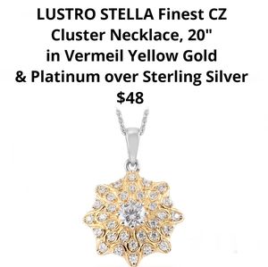 LUSTRO STELLA® CZ Cluster Pendant Necklace, 20", YG & Platinum.$40!💖